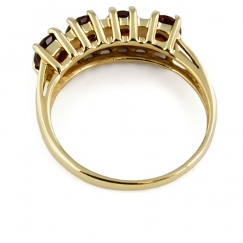 9ct gold Garnet / Diamond half eternity Ring size N